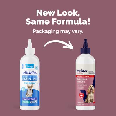 Show full view: Vetnique Labs OticBliss Advanced Vet Strength Anti-Bacterial & Anti-Fungal Dog & Cat Ear Flush Cleaner for Ear Infections, 12-oz bottle slide 3 of 12