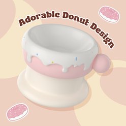 Happy & Polly Sweet Donut Elevated Cat Bowl, Pink, 2-cup slide 2 of 9