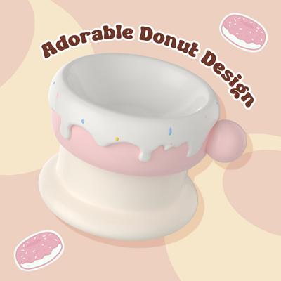 Show full view: Happy & Polly Sweet Donut Elevated Cat Bowl, Pink, 2-cup slide 5 of 10