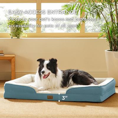 Show full view: Bedsure Orthopedic Bolster Dog Sofa Bed with Removable Cover, Dune Haze Blue, Large slide 5 of 10