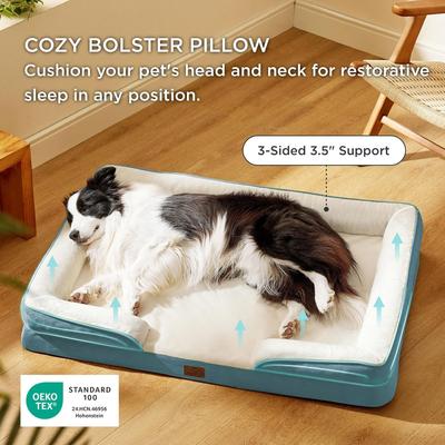 Show full view: Bedsure Orthopedic Bolster Dog Sofa Bed with Removable Cover, Dune Haze Blue, Large slide 3 of 10