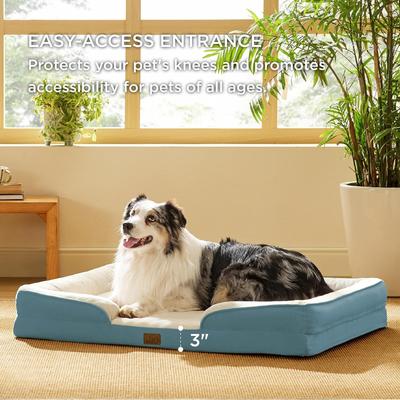 Show full view: Bedsure Orthopedic Bolster Dog Sofa Bed with Removable Cover, Dune Haze Blue, X-Large slide 5 of 10