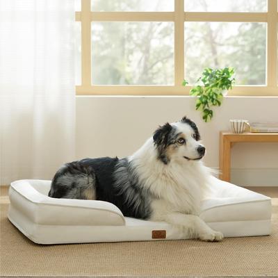 Show full view: Bedsure Orthopedic Bolster Dog Sofa Bed with Removable Cover, Ivory, X-Large slide 8 of 11