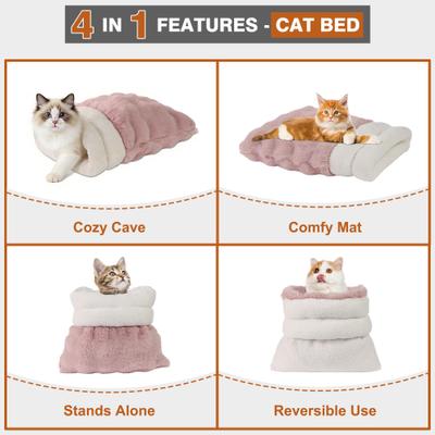Show full view: GOOPAWS 4 in 1 Self Warming Cat Sack Bed Cave, Pink slide 3 of 8