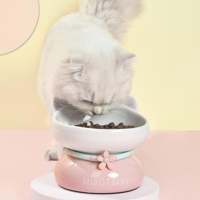 Show full view: Fairela MiaoFairy Blossom Ceramic Elevated Dog & Cat Bowl, Small: 2-cup, Pink slide 6 of 10