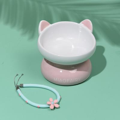 Show full view: Fairela MiaoFairy Blossom Ceramic Elevated Dog & Cat Bowl, Small: 2-cup, Pink slide 7 of 10