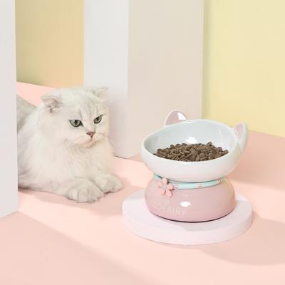 Show full view: Fairela MiaoFairy Blossom Ceramic Elevated Dog & Cat Bowl, Small: 2-cup, Pink slide 5 of 10