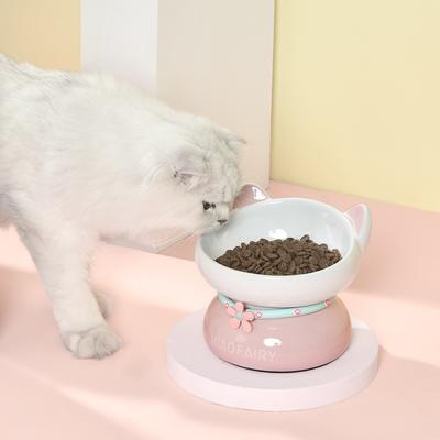 Show full view: Fairela MiaoFairy Blossom Ceramic Elevated Dog & Cat Bowl, Small: 2-cup, Pink slide 2 of 10