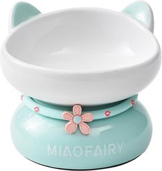 Fairela MiaoFairy Blossom Ceramic Elevated Dog & Cat Bowl, Small: 2-cup, Green slide 1 of 4