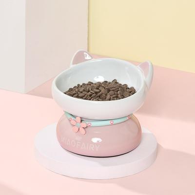 Show full view: Fairela MiaoFairy Blossom Ceramic Elevated Dog & Cat Bowl, Small: 2-cup, Pink slide 4 of 10