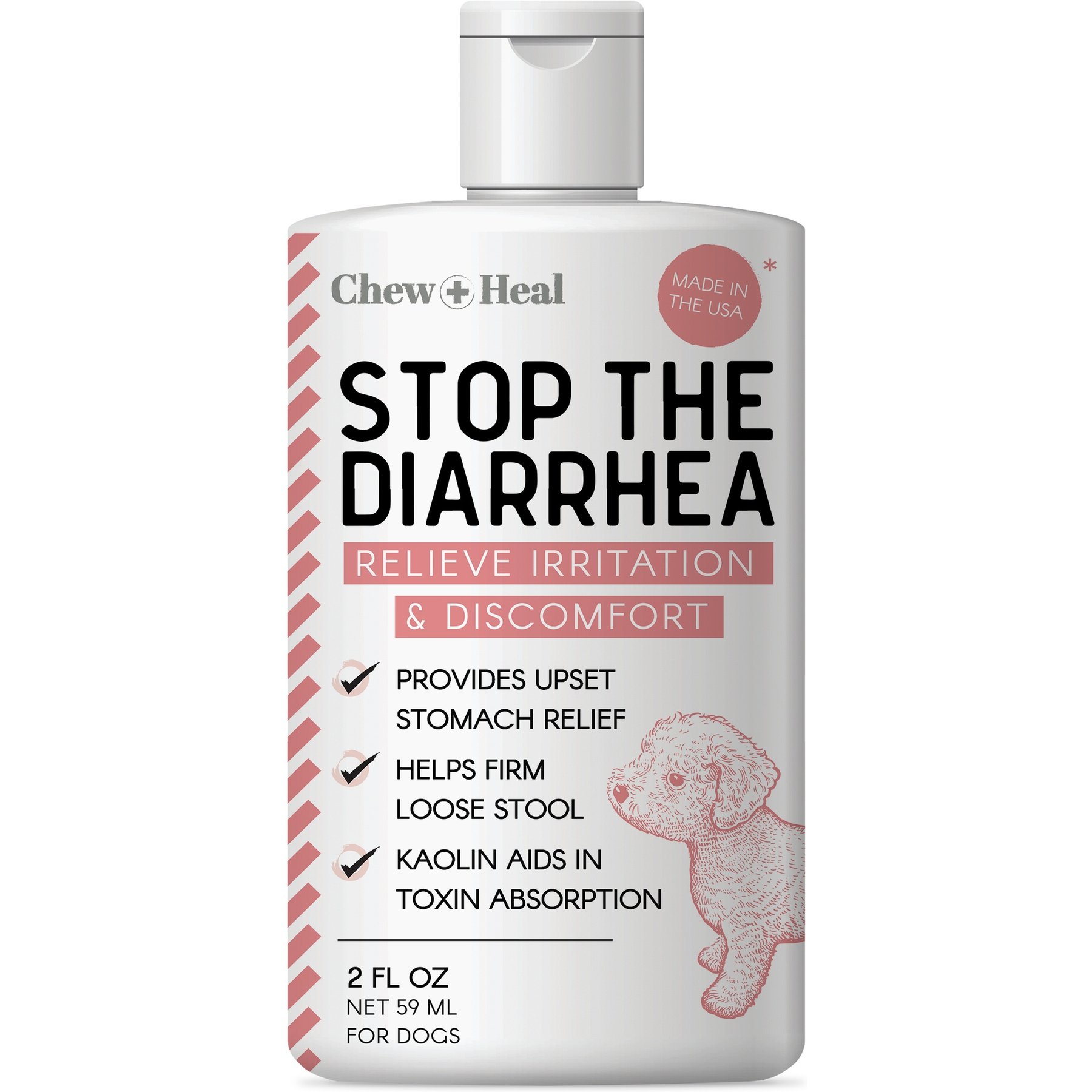 Chew + Heal Stop The Diarrhea Liquid Digestive Aid for Dogs, 2-fl oz bottle