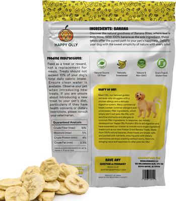 Show full view: Happy Olly Freeze-Dried Banana Slices Grain-Free Digestive Support Freeze-Dried Dog & Cat Treats, 3-oz bag slide 5 of 10