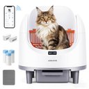 Aoruefar Open-Top Smart Self Cleaning Cat Litter Box Bundle, White