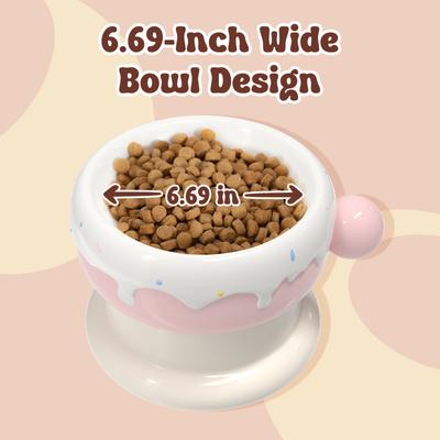 Show full view: Happy & Polly Sweet Donut Elevated Cat Bowl, Pink, 2-cup slide 8 of 10