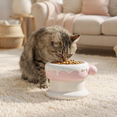 Show full view: Happy & Polly Sweet Donut Elevated Cat Bowl, Pink, 2-cup slide 3 of 10