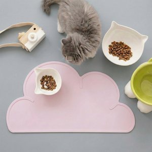 Happy & Polly Cloud Shaped Cat & Dog Food Mat, Pink