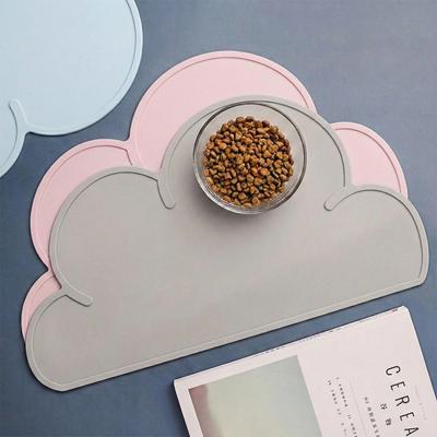 Show full view: Happy & Polly Cloud Shaped Cat & Dog Food Mat, Grey slide 7 of 10