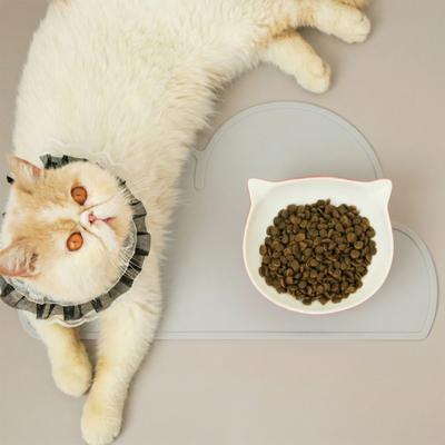 Show full view: Happy & Polly Cloud Shaped Cat & Dog Food Mat, Grey slide 2 of 10