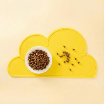 Show full view: Happy & Polly Cloud Shaped Cat & Dog Food Mat, Yellow slide 3 of 10