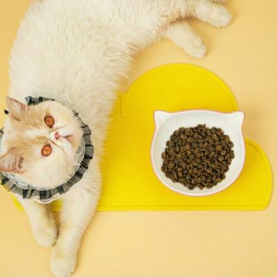 Show full view: Happy & Polly Cloud Shaped Cat & Dog Food Mat, Yellow slide 2 of 10