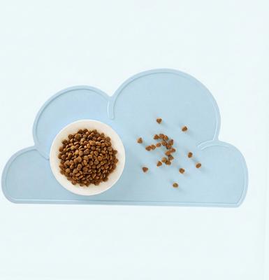 Show full view: Happy & Polly Cloud Shaped Cat & Dog Food Mat, Blue slide 3 of 10