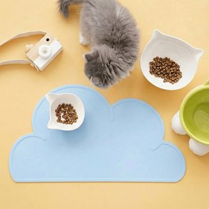 Happy & Polly Cloud Shaped Cat & Dog Food Mat, Blue