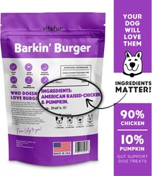 Vitafur Barkin Burger Chicken & Pumpkin Grain-Free Dehydrated Dog Treats, 5-oz bag slide 2 of 5