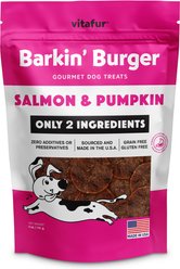 Vitafur Barkin Burger Salmon & Pumpkin Grain-Free Dehydrated Dog Treats, 5-oz bag