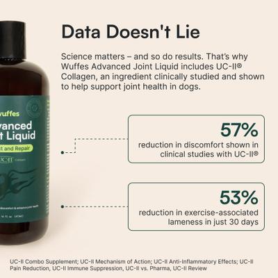 Show full view: Wuffes Advanced Beef Flavored Liquid Hip & Joint Support Supplement for Small & Large Dogs, 16-fl oz bottle slide 5 of 10