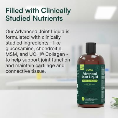 Show full view: Wuffes Advanced Beef Flavored Liquid Hip & Joint Support Supplement for Small & Large Dogs, 16-fl oz bottle slide 4 of 10