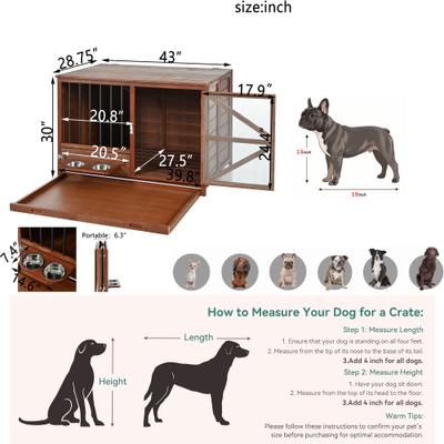 Show full view: Cesicia Solid Wood Furniture Style End Table Dog Crate, Brown slide 8 of 8