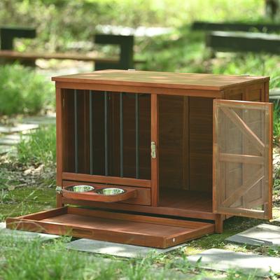 Show full view: Cesicia Solid Wood Furniture Style End Table Dog Crate, Brown slide 7 of 8