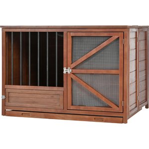 Cesicia Solid Wood Furniture Style End Table Dog Crate, Brown
