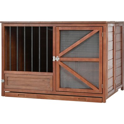 Cesicia Cesicia Solid Wood Furniture Style End Table Dog Crate, Brown