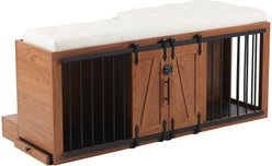Cesicia Wooden Padded Seat Dog Crate, Walnut Brown