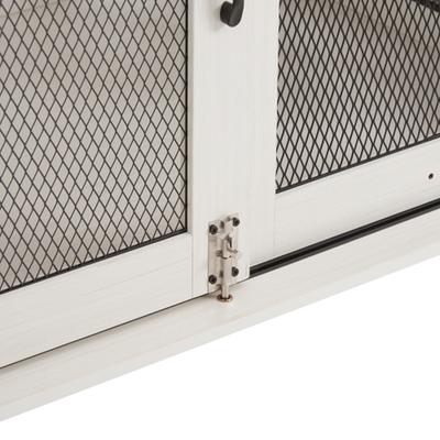 Show full view: Cesicia Wooden Barn Door End Table with Flip-top Plate Dog Crate, White slide 5 of 6