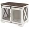 Show in main carousel: Cesicia Wooden Barn Door End Table with Flip-top Plate Dog Crate, White slide 1 of 6