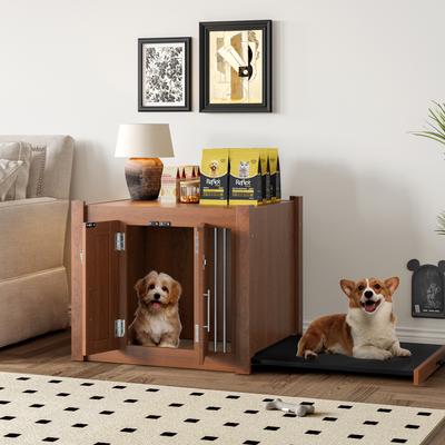 Show full view: Cesicia Side Table Dog Crate, Walnut Brown slide 2 of 7
