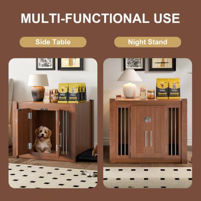 Show full view: Cesicia Side Table Dog Crate, Walnut Brown slide 3 of 7