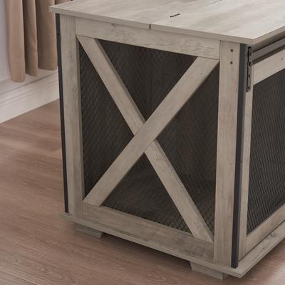 Show full view: Cesicia Wooden End Table with Flip-top Plate Dog Crate, Gray slide 6 of 7