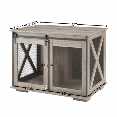 Show full view: Cesicia Wooden End Table with Flip-top Plate Dog Crate, Gray slide 7 of 7