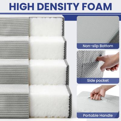 Show full view: TSCOMON Non-Slip High Density Foam Dog Stairs, Light Grey, 4 steps slide 3 of 8