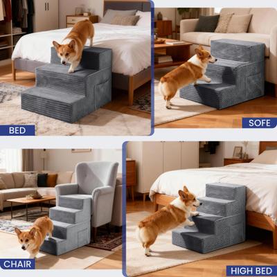 Show full view: TSCOMON Non-Slip High Density Foam Dog Stairs, Grey, 3 steps slide 6 of 7