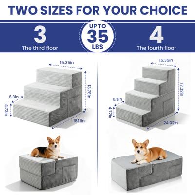 Show full view: TSCOMON Non-Slip High Density Foam Dog Stairs, Light Grey, 4 steps slide 2 of 8