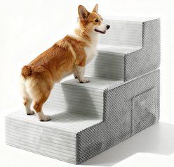 TSCOMON Non-Slip High Density Foam Dog Stairs, Light Grey, 4 steps