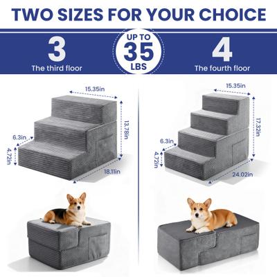 Show full view: TSCOMON Non-Slip High Density Foam Dog Stairs, Grey, 3 steps slide 2 of 7