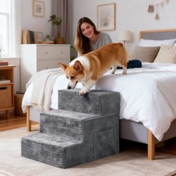 TSCOMON Non-Slip High Density Foam Dog Stairs, Grey, 3 steps slide 2 of 7