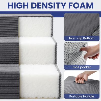 Show full view: TSCOMON Non-Slip High Density Foam Dog Stairs, Grey, 3 steps slide 3 of 7