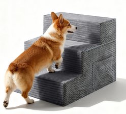 TSCOMON Non-Slip High Density Foam Dog Stairs, Grey, 3 steps