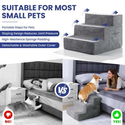 Show full view: TSCOMON Non-Slip High Density Foam Dog Stairs, Grey, 3 steps slide 5 of 7